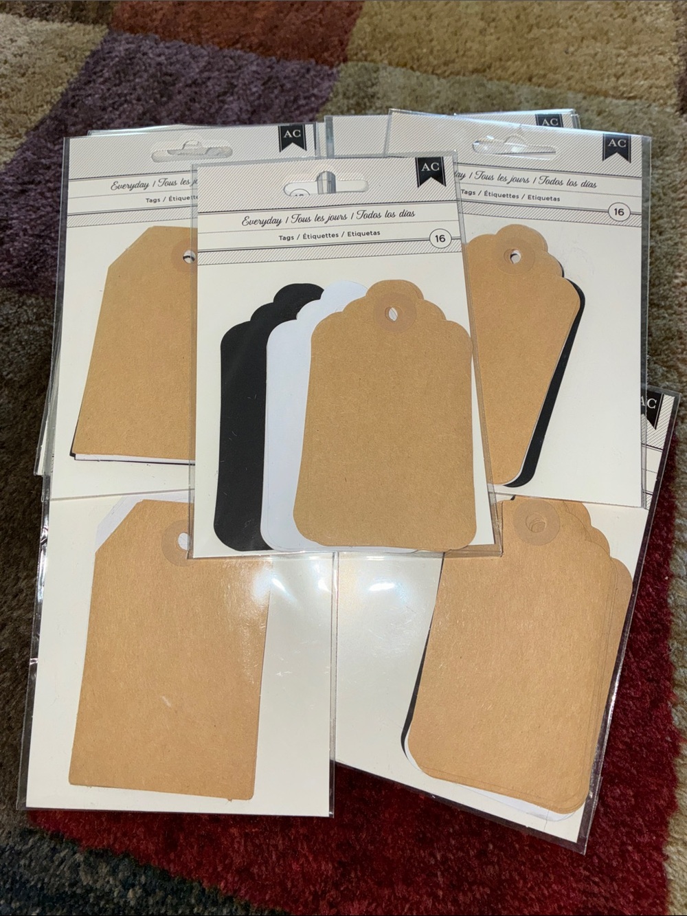 Everyday Gift Tags - Brown, Black & White - 38 Packs of 16
